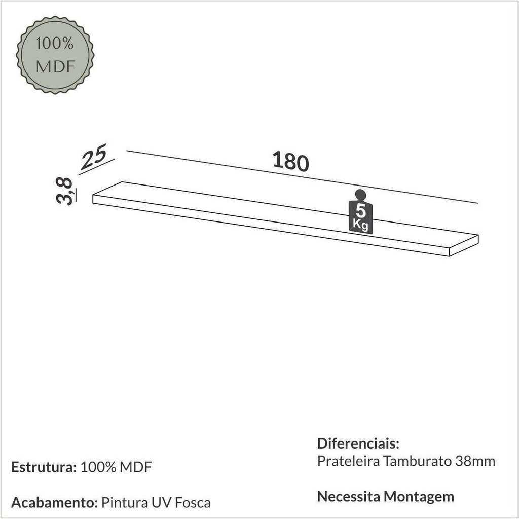 Prateleira para Sala de Estar 180cm