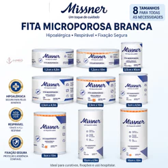 Fita Micropore Branca Curativo Fixação Hipoalergênica Missner