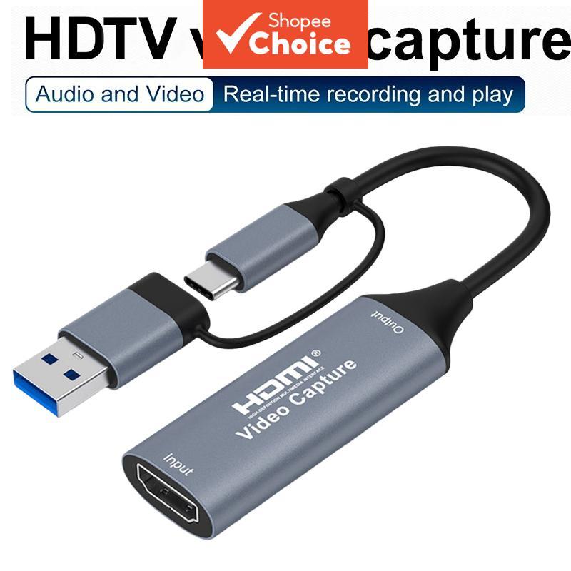 Placa de captura de vídeo 2 em 1 1080P 4K compatível com HDMI para USB-A/USB-C p