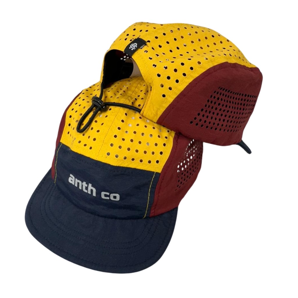 Boné Esportivo Running Anth Co Five Panel Preto Respirável UV50+ Impermeável Academia Caminhada