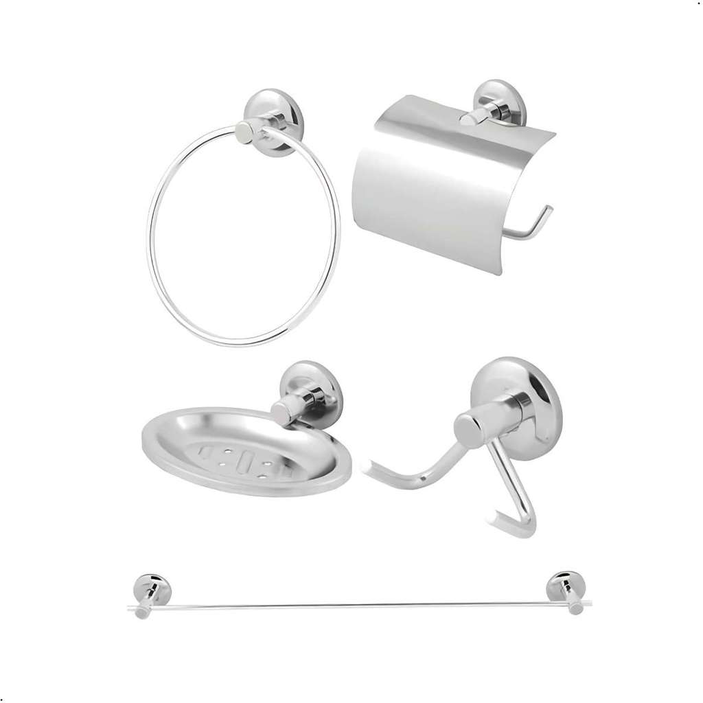 Kit de Acessórios para Banheiro Aço Inox 5 Peças Hidrolar no Cromado