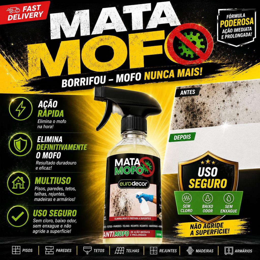 Kit Mata Mofo Bolor Fungo Teto De Banheiro Parede Não Volta + Borrifador
