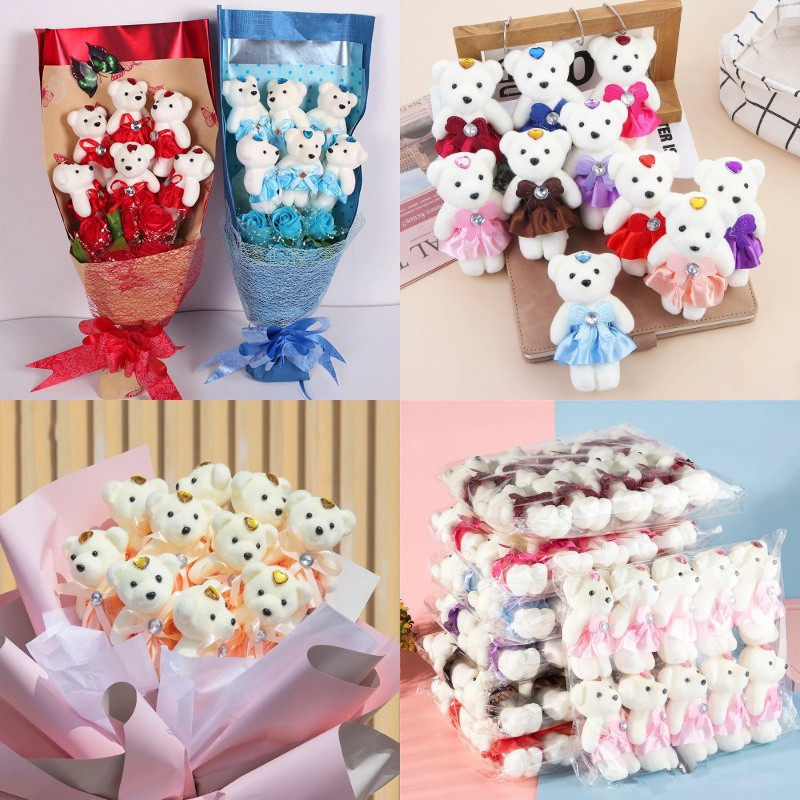 10 Piece Teddy Bear Bouquet Decoration Gift Box Decoration Foam Bear Wreath Wedding Valentine's Day DIY Gift Cartoon Cut