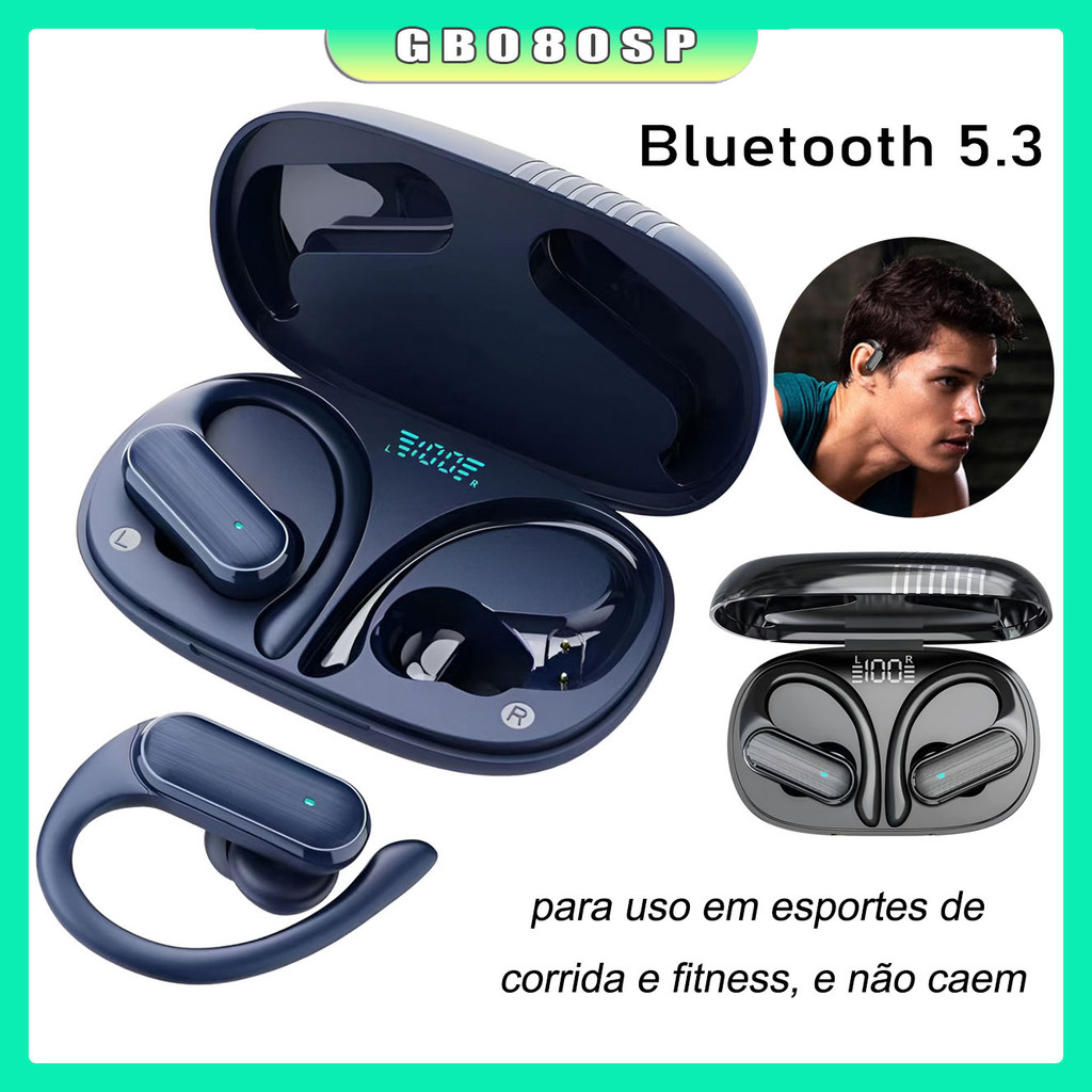 Fone Bluetooth Sem Fio Esportivo Com Gancho P/ Corrida Gancho Da Orelha headset Esportes Música Bluetooth 5.3