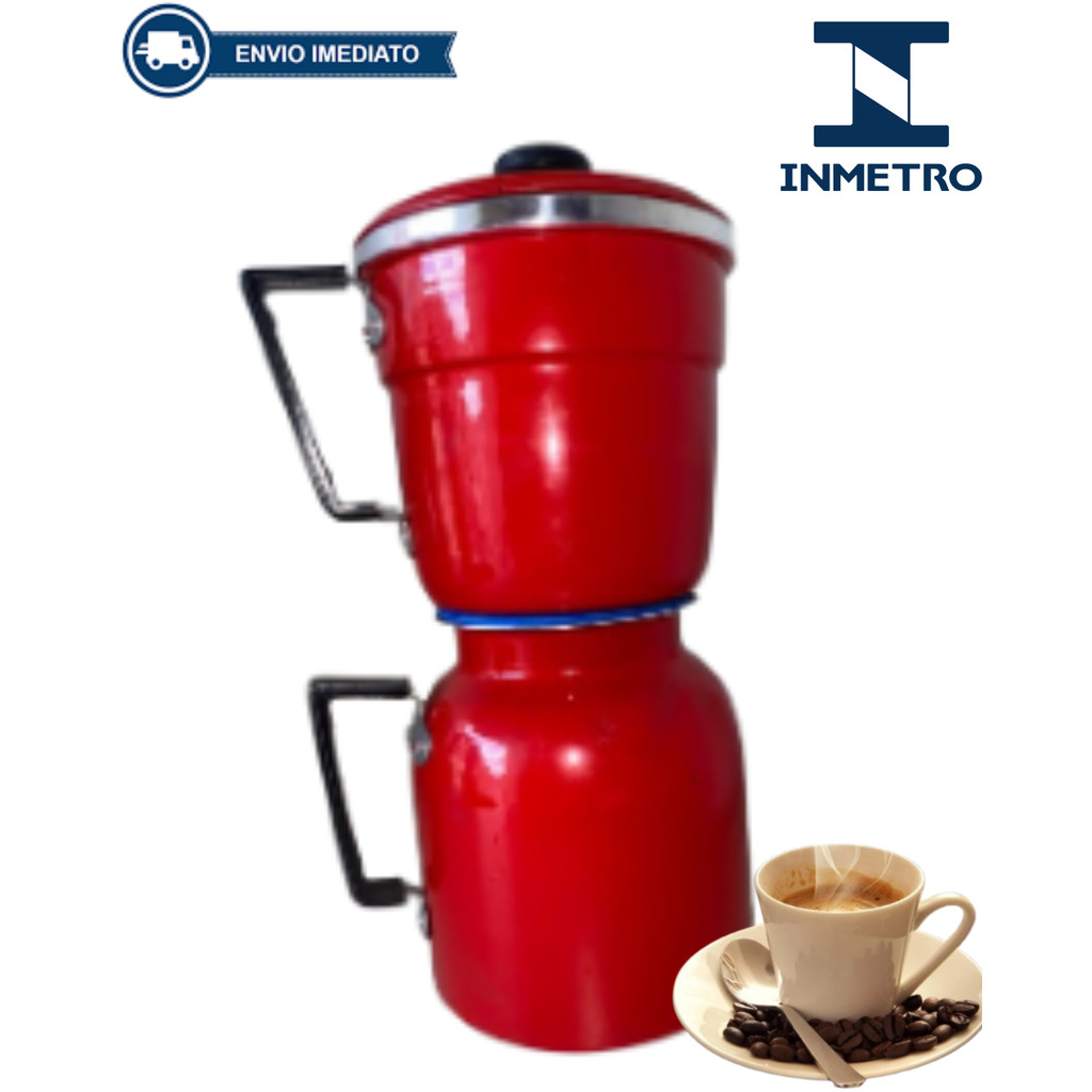 Cafeteira Grande 1,8L Alumínio VERMELHO (produto certificado INMETRO) em Oferta na Shopee
