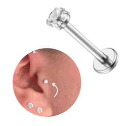 PIERCING TRAGUS LABRET AÇO CIRURGICO NÃO ESCURECE PONTO LUZ