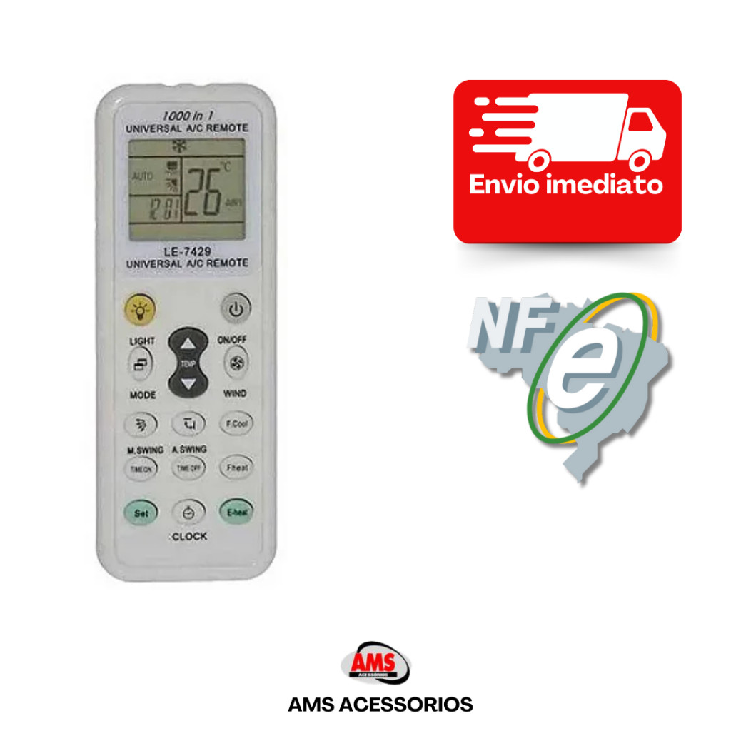 Controle Remoto Ar Condicionado Universal Diversos 1000 Em 1