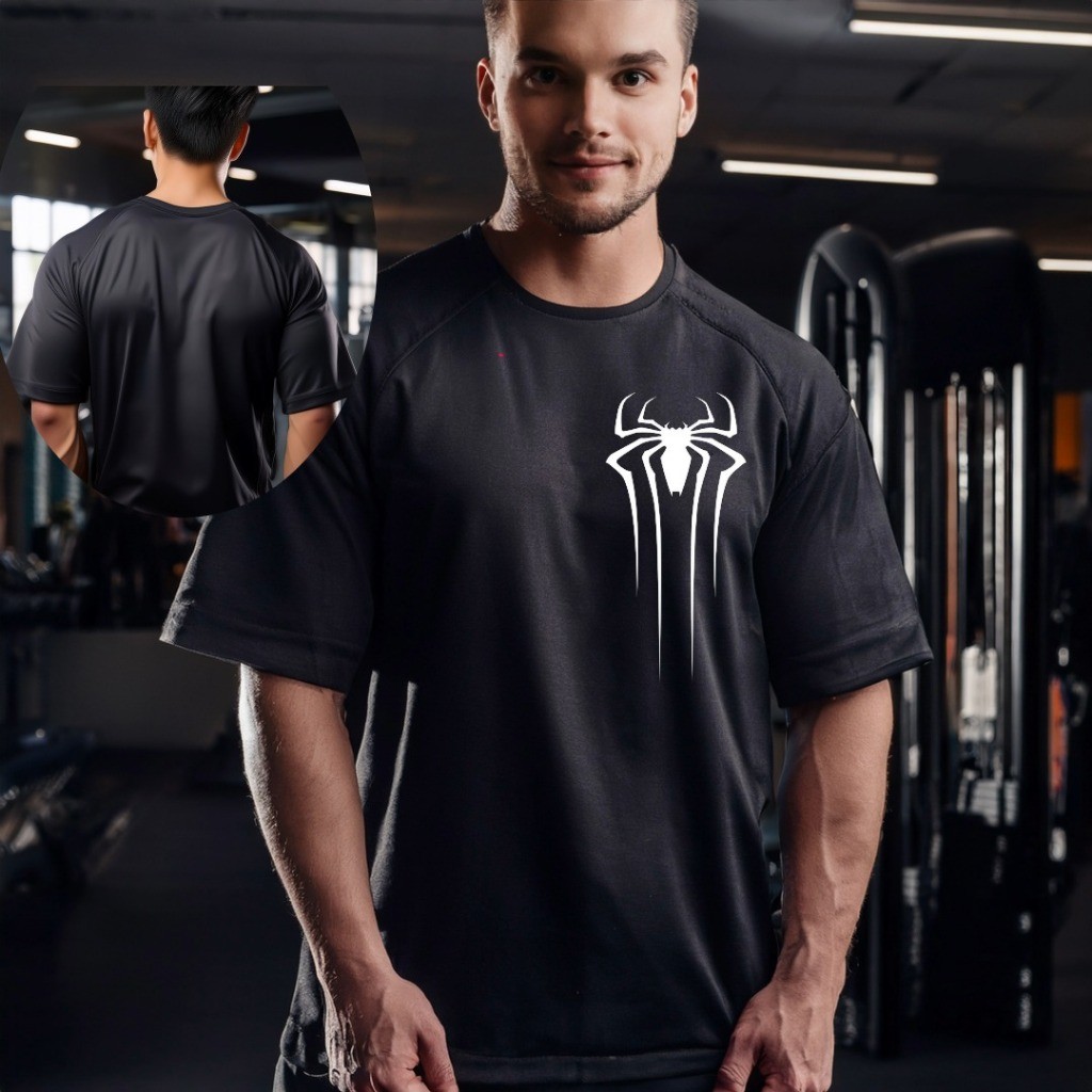 Camisa Camiseta Oversized Treino Academia Camiseta Estampada Aranha Larga Streetwear
