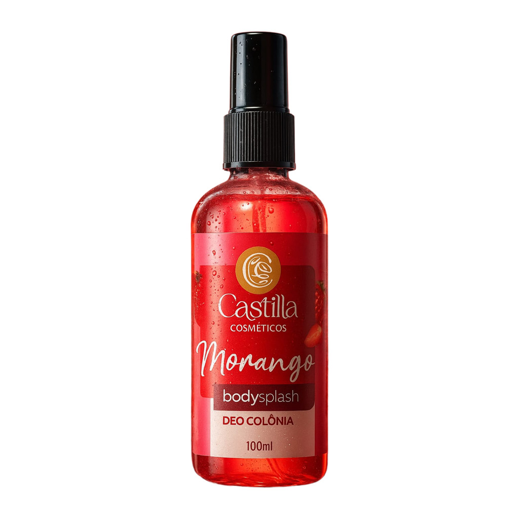 Body Splash Morango Castilla Cosméticos 100mL | Deo Colônia Floral-Frutal Doce, Leve e Refrescante