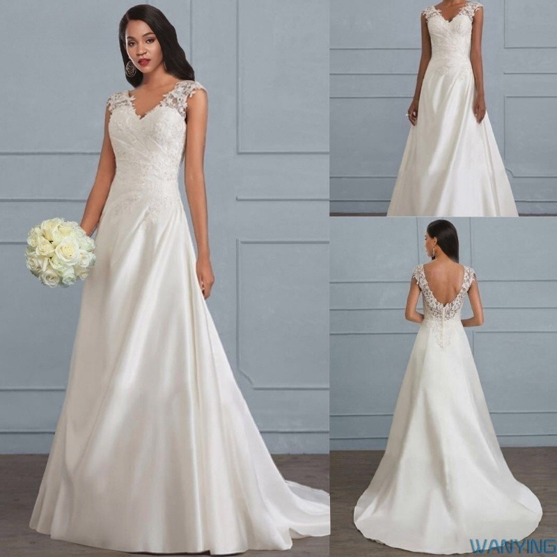 Vestido de Noiva Longo com Design Costas Descobertas W3X0