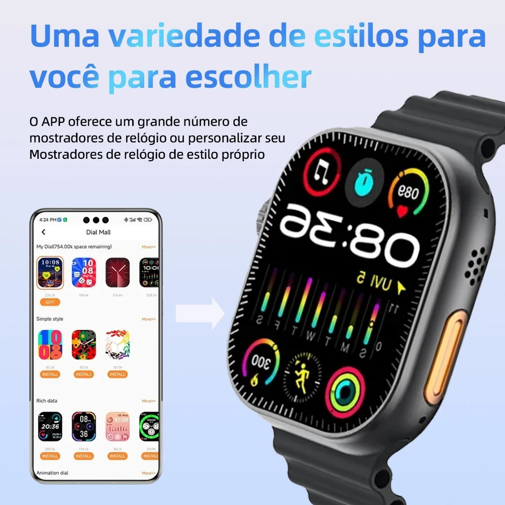 T900 Ultra Smartwatch Ultra 9 2025: Novo! 2.2" Tela, Bússola 49mm Série 9