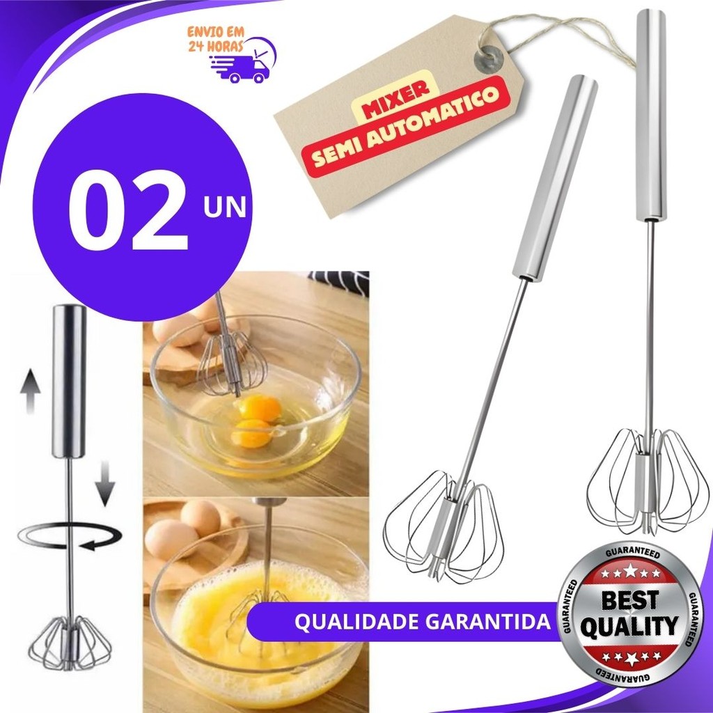 kit 2 ou 1u Peças Fuê Semi-Automático Batedor Mixer para Creme de inox