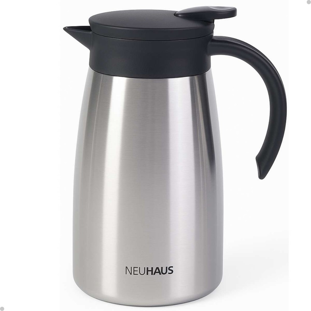 GARRAFA TERMICA EM ACO INOXIDAVEL 1L ULTRA INOX NEUHAUS  - CORPO E CAPSULA EM ACO INOXIDAVEL E TAMPA COM ALCA EM BAQU