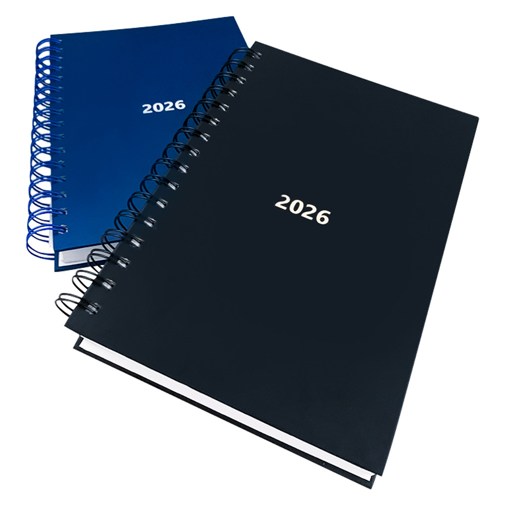 Agenda Planner 2026 Espiral Anual Diária Preta Executiva 168 Folhas