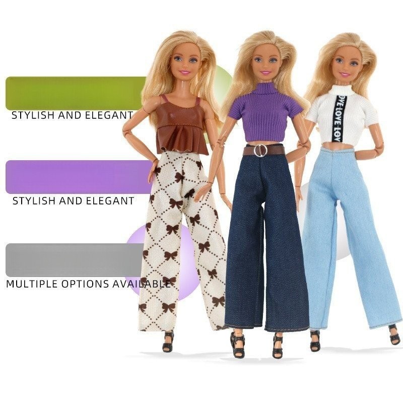 Conjunto de Roupas para Bonecas de 30cm, Conjunto de 6 Peças, Jeans para Bonecas/Brinquedo de Menina com Manga Curta em Oferta na Shopee