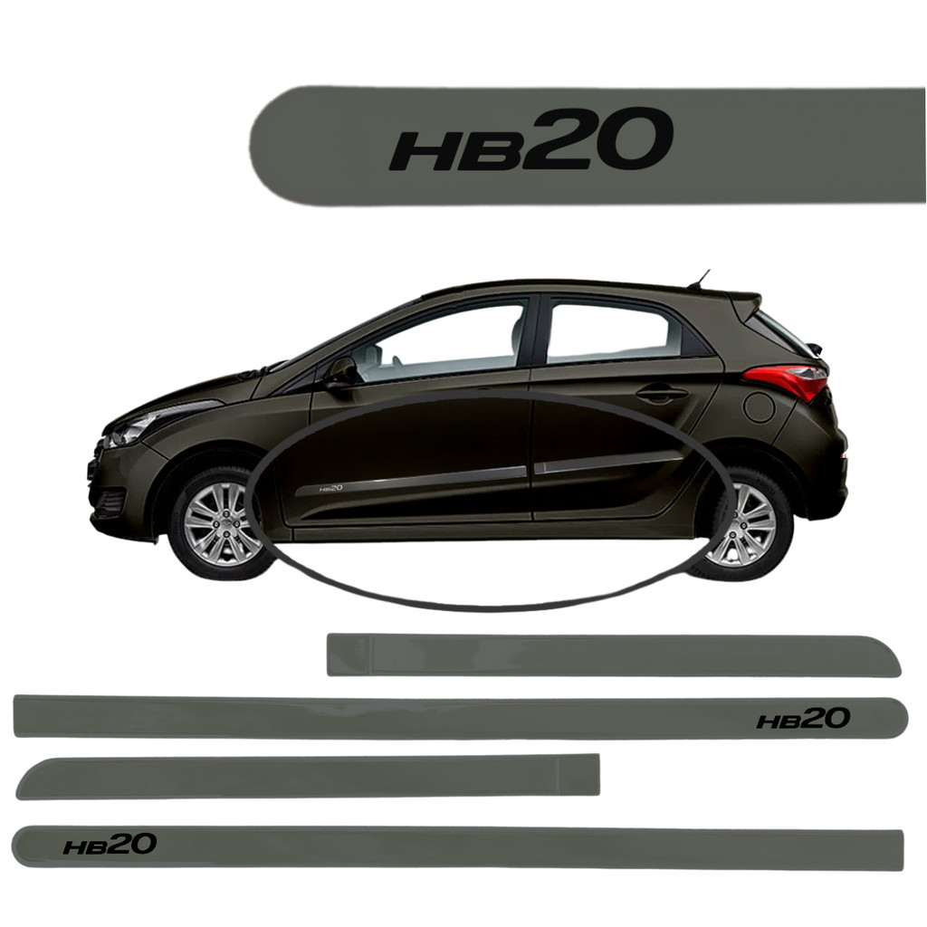 Jogo de Friso Lateral HB20 Hyundai Prata Sand 2013 àté 2025