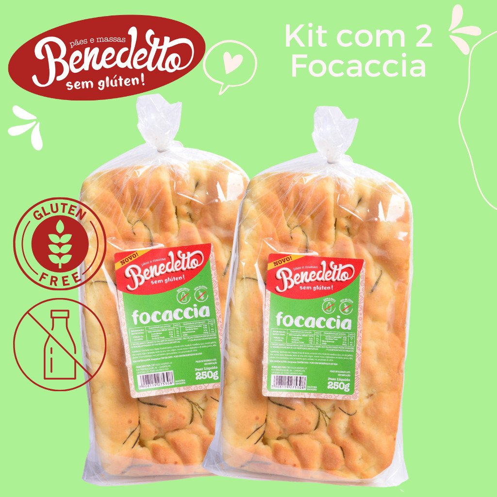FOCACCIA SEM GLÚTEN SEM LEITE BENEDETTO KIT COM 2 UNIDADES. em Oferta na Shopee