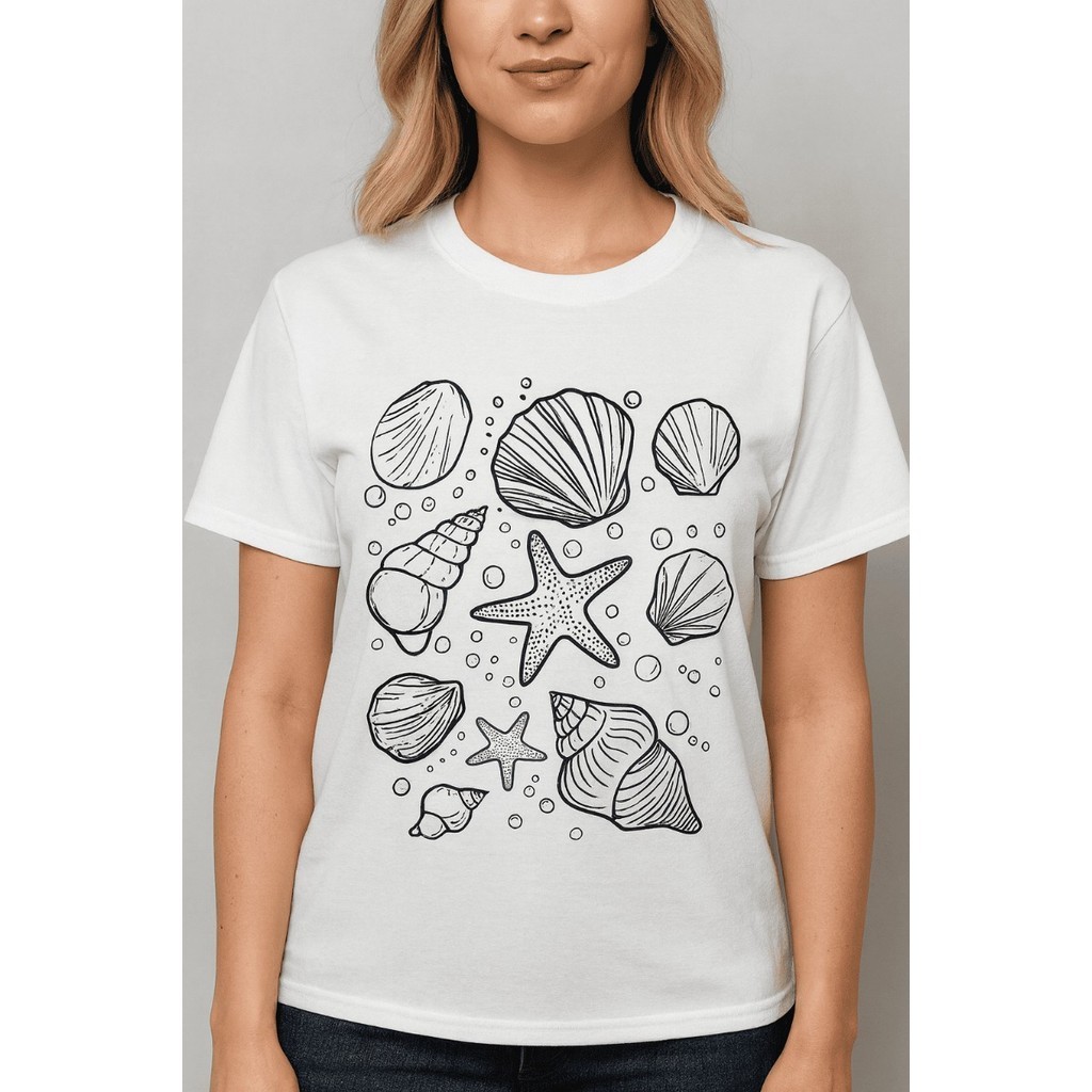 Camiseta T-Shirt Unissex Concha Fofa 100% Algodão Gola Redonda Casual Premium Verão