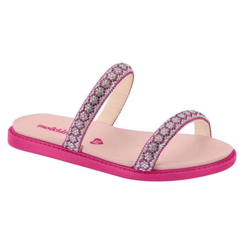 Sandália Molekinha Papete Strass - Feminina - Fucsia|crista