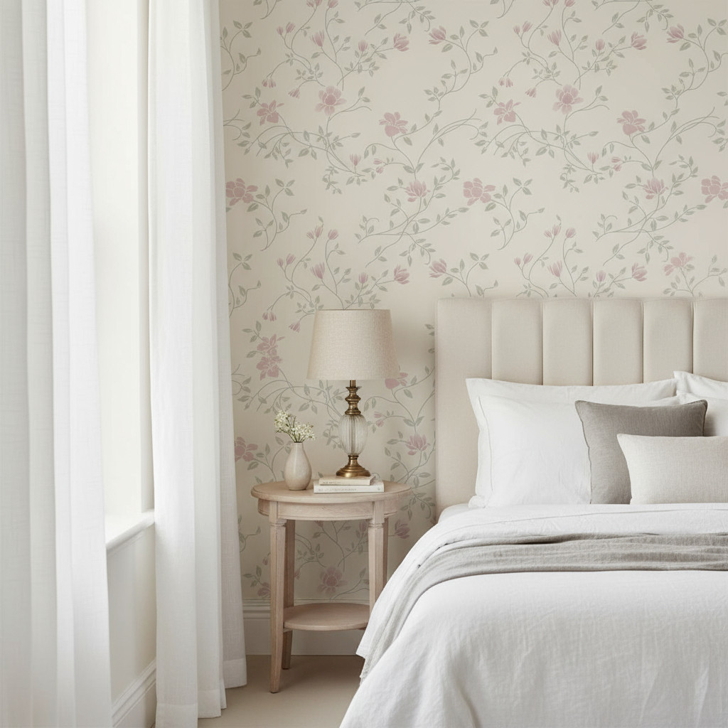 Papel De Parede Adesivo Floral Flores Delicada em Oferta na Shopee