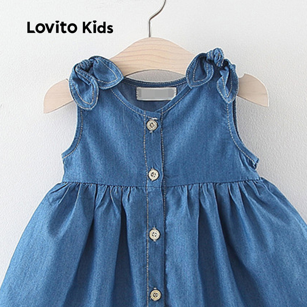 (New) Lovito Kids Vestido Casual com Laço Primavera/verão Azul para bebê LNL115104 em Oferta na Shopee