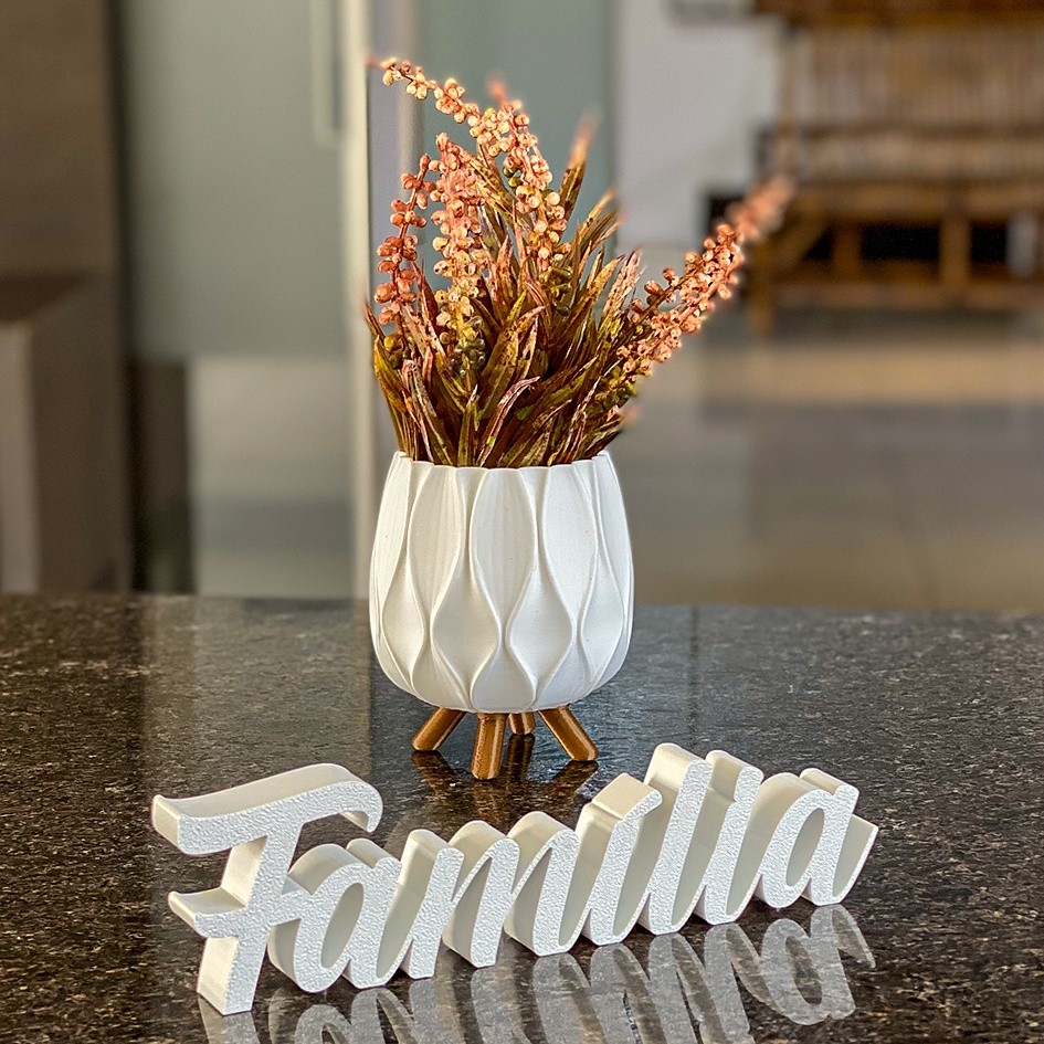 Cachepot com Palavra Família Decoração Vaso Moderno Banheiro Escritório Sala de Estar Plantas