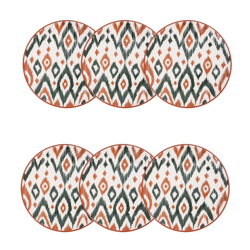 Jogo de 6 Pratos de Sobremesa 20 cm Oxford Unni Boho