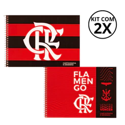 Kit 2 Cadernos De Desenho Universitário Flamengo 80 Folhas- Capa:CRF/Flamengo