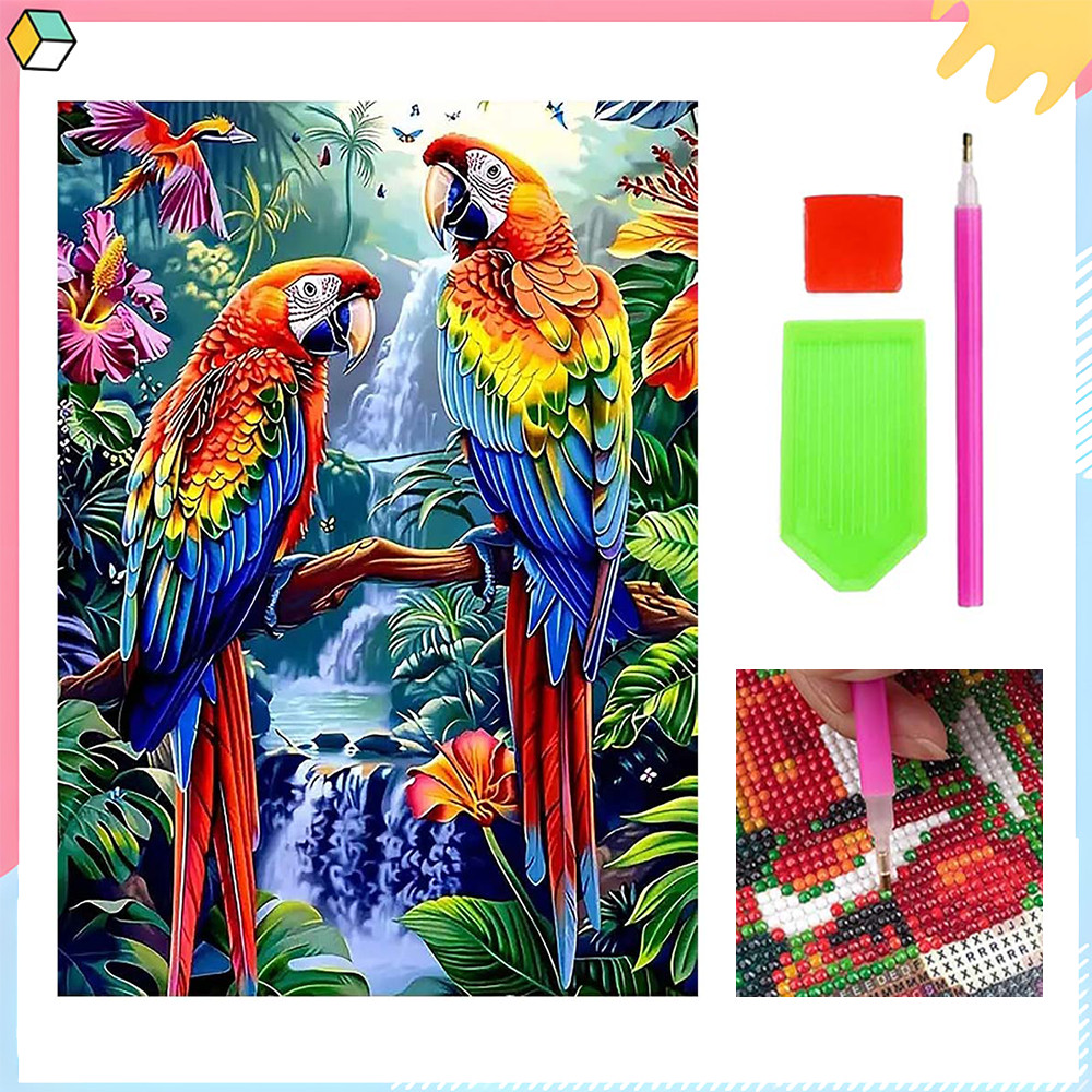 Papagaio, 30x40 cm, Kit de Pintura Diamante 5D DIY para Adultos, Conjunto Completo de Arte Diamante Quadrada em Oferta na Shopee