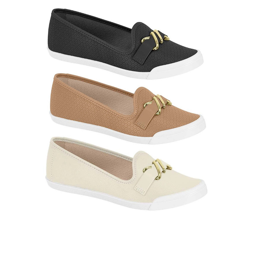 Sapatilha Moleca Slip On Fivela Feminino Confortável Elegante Macio Dia a Dia Trabalho 5109.796