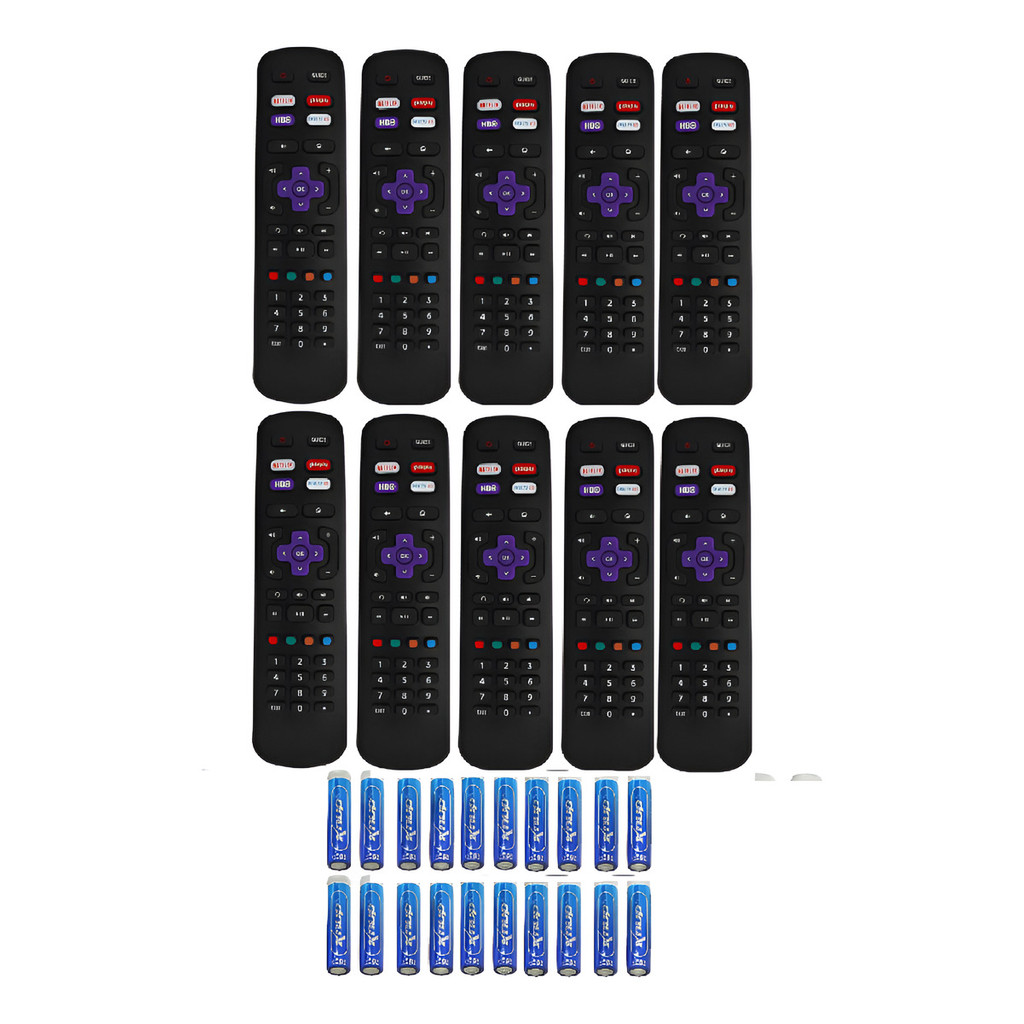 Kit 10 Controle Remoto C/20 Pilhas Tv Semp Tcl Toshiba Roku