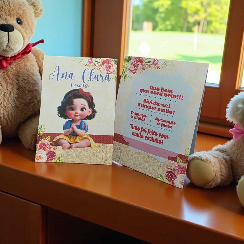 Cartão Plaquinha de Agradecimento para Mesa de Convidados Branca de Neve Baby em Oferta na Shopee