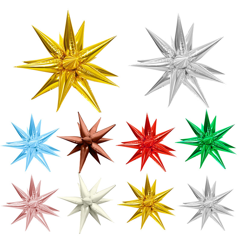 12 Pcs Estrela Foil Balões Pontos Starburst Cone Mylar Spike Explosão Ballon Party em Oferta na Shopee