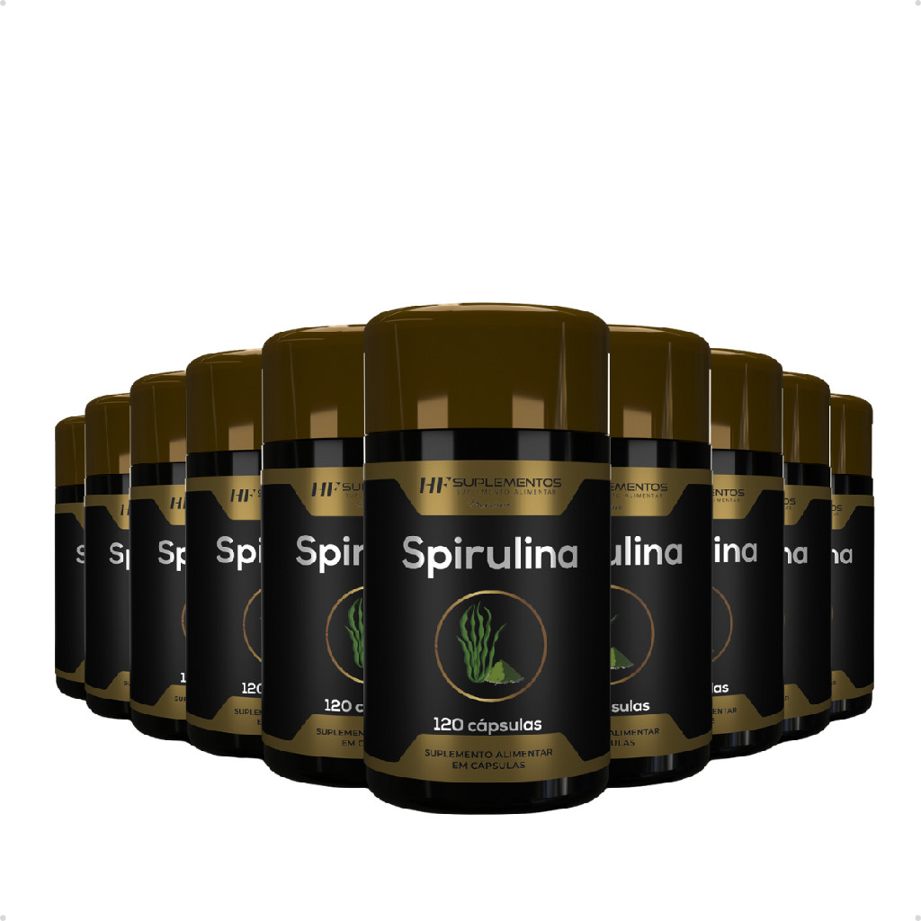 Kit 10X Spirulina 120 cápsulas HF Suplementos – Bem-estar e energia para o dia a dia!