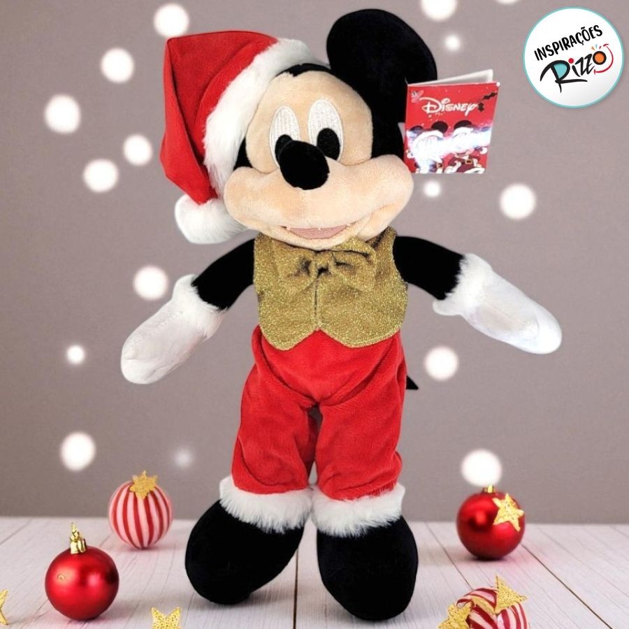 Pelúcia Mickey Mouse Dourado de Natal - 45cm - 1 unidade - Disney Original - Rizzo em Oferta na Shopee