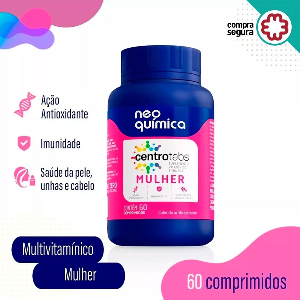 Vitaminas Neo Química Mulher Pele Cabelos E Unha 60 Cápsulas