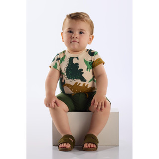 Conjunto Body Dino e Bermuda Bebê Up Baby em Oferta na Shopee