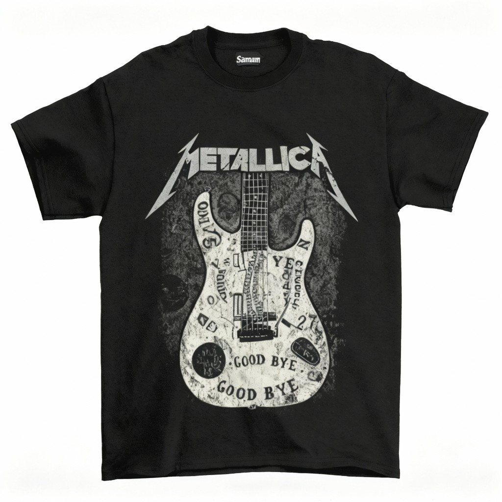 Camiseta Banda Metallica Unissex | Estampa Exclusiva Guitarra Rock Retrô Vintage em Oferta na Shopee