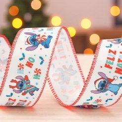Fita Decorativa Aramada - Stitch de Natal - 6,3x914cm - 1 unidade - Disney Original - Rizzo