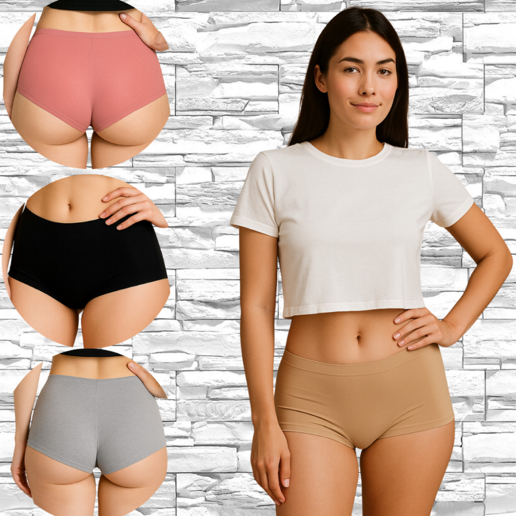 Kit 2/5/10 Calcinhas Shorts Feminina Cuecas Boxer Box Shortinho Não Marca a Roupa Sem Costura Academia Importado