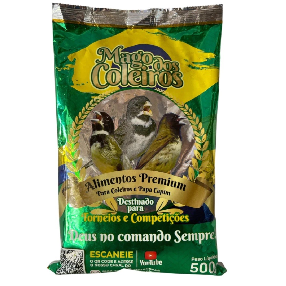 Ração Mago dos Coleiro - Ração Pemium para Coleiro e Papa Capim 500g (Torneios e Competições)