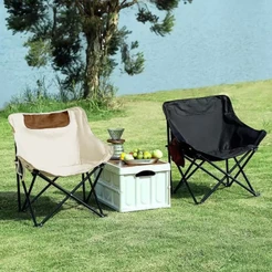 Cadeira portátil dobrável com bolsos e bolsas, adequada para camping e pesca--F1187