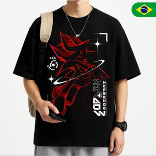 Bonito Camiseta Casual Unissex De Algodão, Estilosa E Com Estampa Moderna Do Sonic The Hedgehog Shadow The Hedgehog em Oferta na Shopee