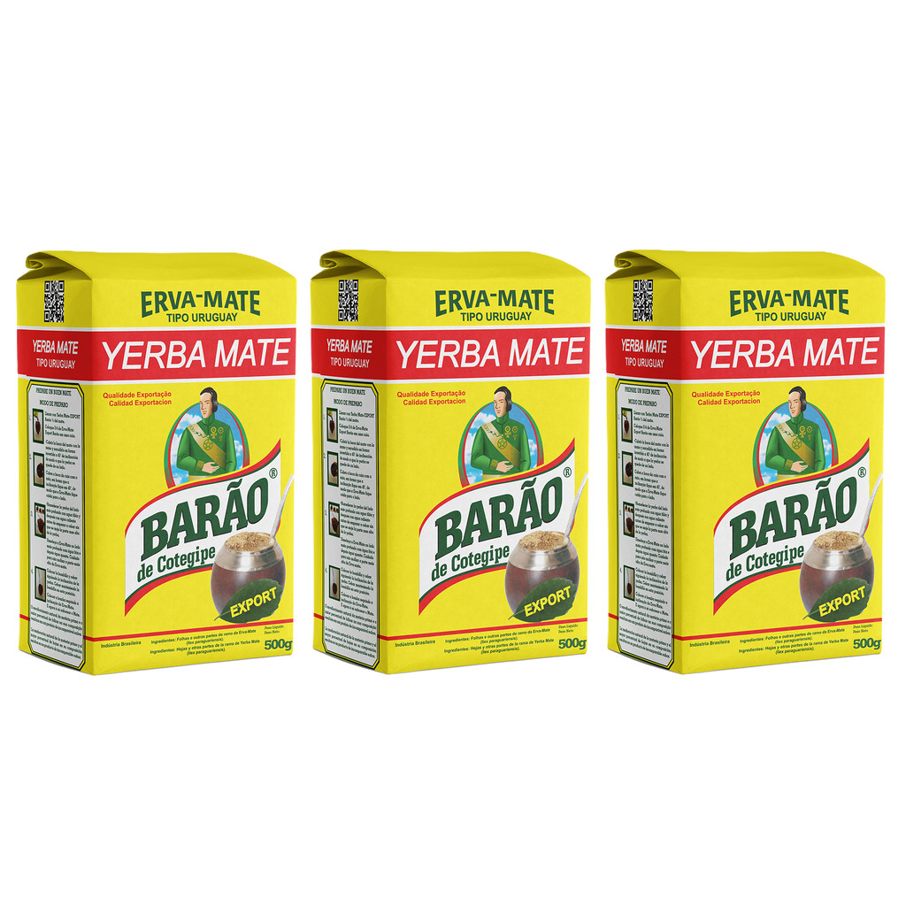 Kit 3 Erva Mate Barão Tipo Uruguay Export 500g