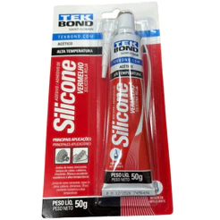 Silicone Acético Alta Temperatura Vermelho Automotivo Tekbond 50gr