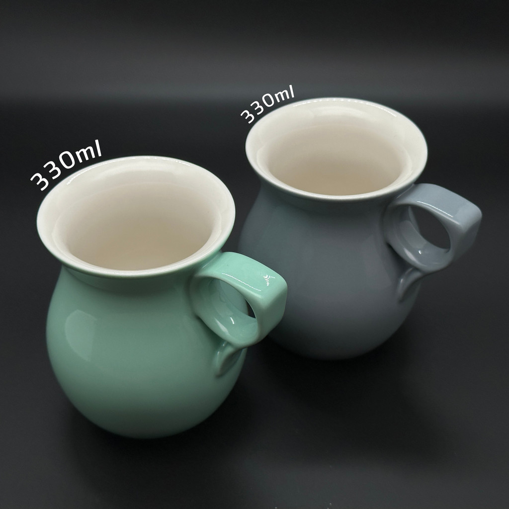 Copo Tulipa Grande 330ml com Salmão CT62 Primavera Verde/Cinza) Qingting Kaiwu Smell Cup Xícara de Café