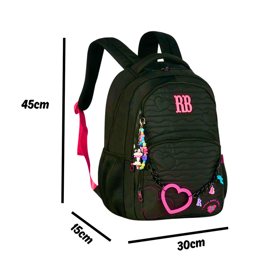 Mochila de Costas Rebecca Bonbon Heart Beats -Clio Style Cor:Preto — imagem 2 de 2