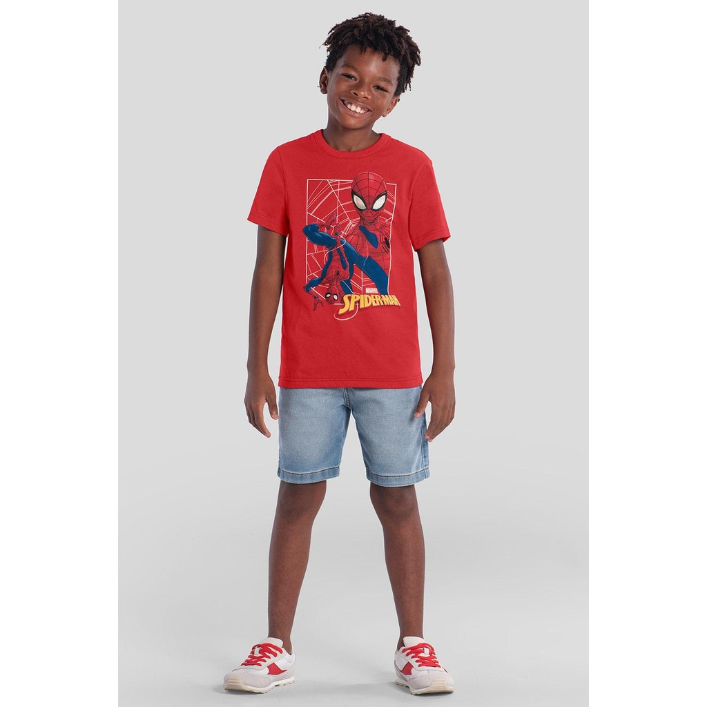 Camiseta infantil menino do Homem-Aranha Brandili em Oferta na Shopee
