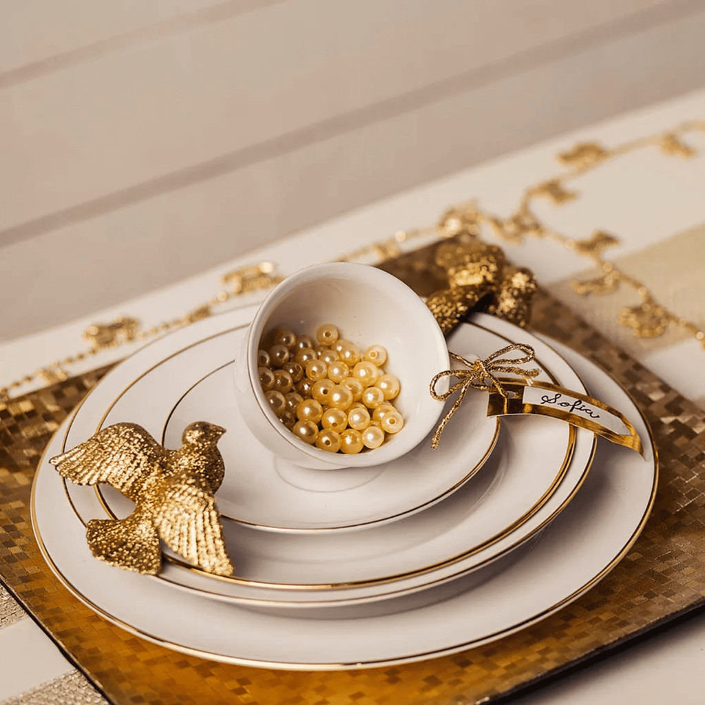 Prato Fundo 23,5cm Sopa Sofia Ouro Porcelana Borda Dourada Oxford — imagem 2 de 2