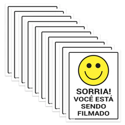 10 Placas Sinalização Sorria Você Está Sendo Filmado 20x15cm